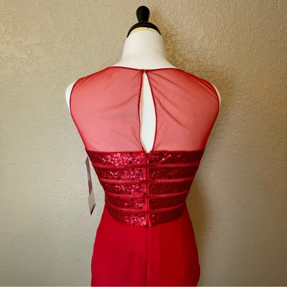 NWT Sherrie Bloom Peter Noviello CHETTA B 100% Silk Red Dress Size 4 - Picture 10 of 13